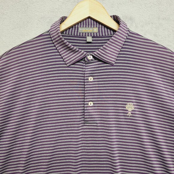 Peter Millar Summer Comfort Polo Shirt Mens XL Purple Gray Striped Golf  Logo - Picture 1 of 10